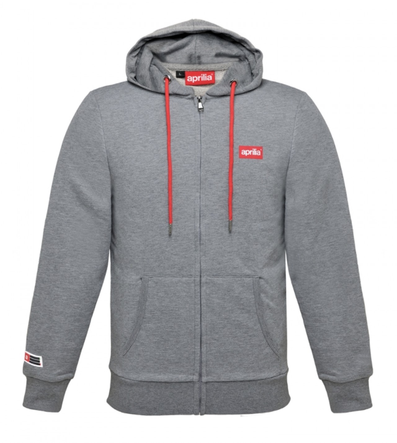 153 - Aprilia Sweatshirt mit Reißverschluss und Kapuze, Kollektion 2024, Motiv: Aprilia, Unisex, Größe: M, grau