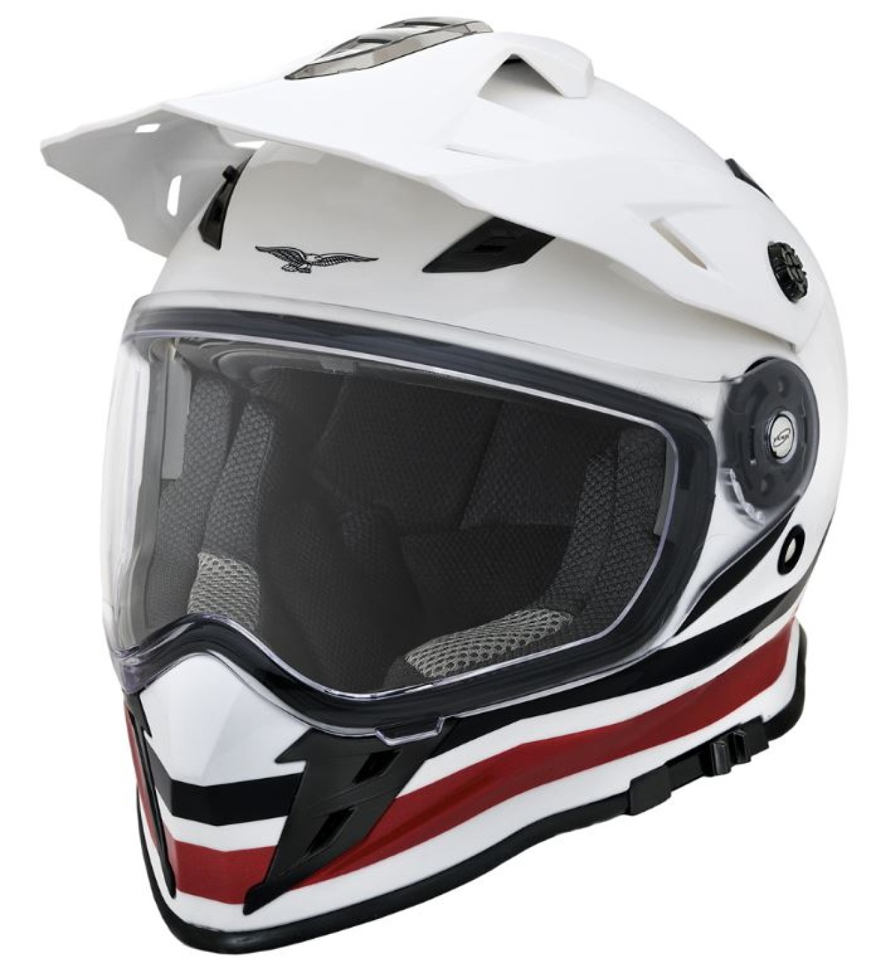 Moto Guzzi Integralhelm Adventure Touring V85, weiß-rot-schwarz, ECE 22.06