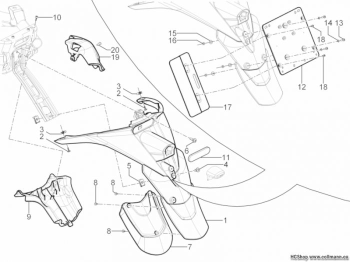 Piaggio Hinterabdeckung - Kotflügellappen YOUrban 300