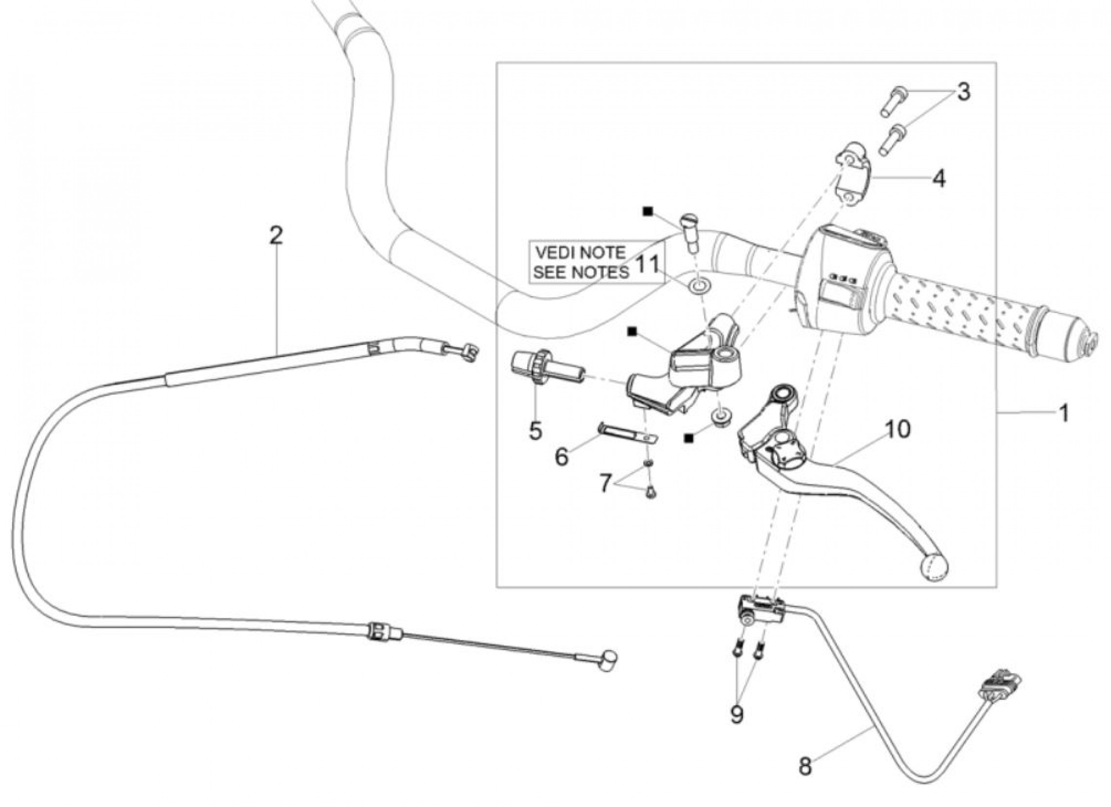 Explosionszeichnung Moto Guzzi V85 TT / V85 TT Travel Lenker links