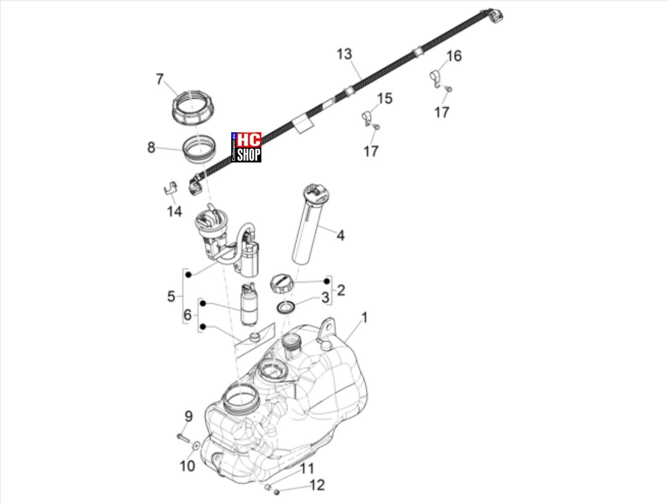 Piaggio MP3 500 Sport Advanced E5 Fahrgestell - Karosserie Benzintank