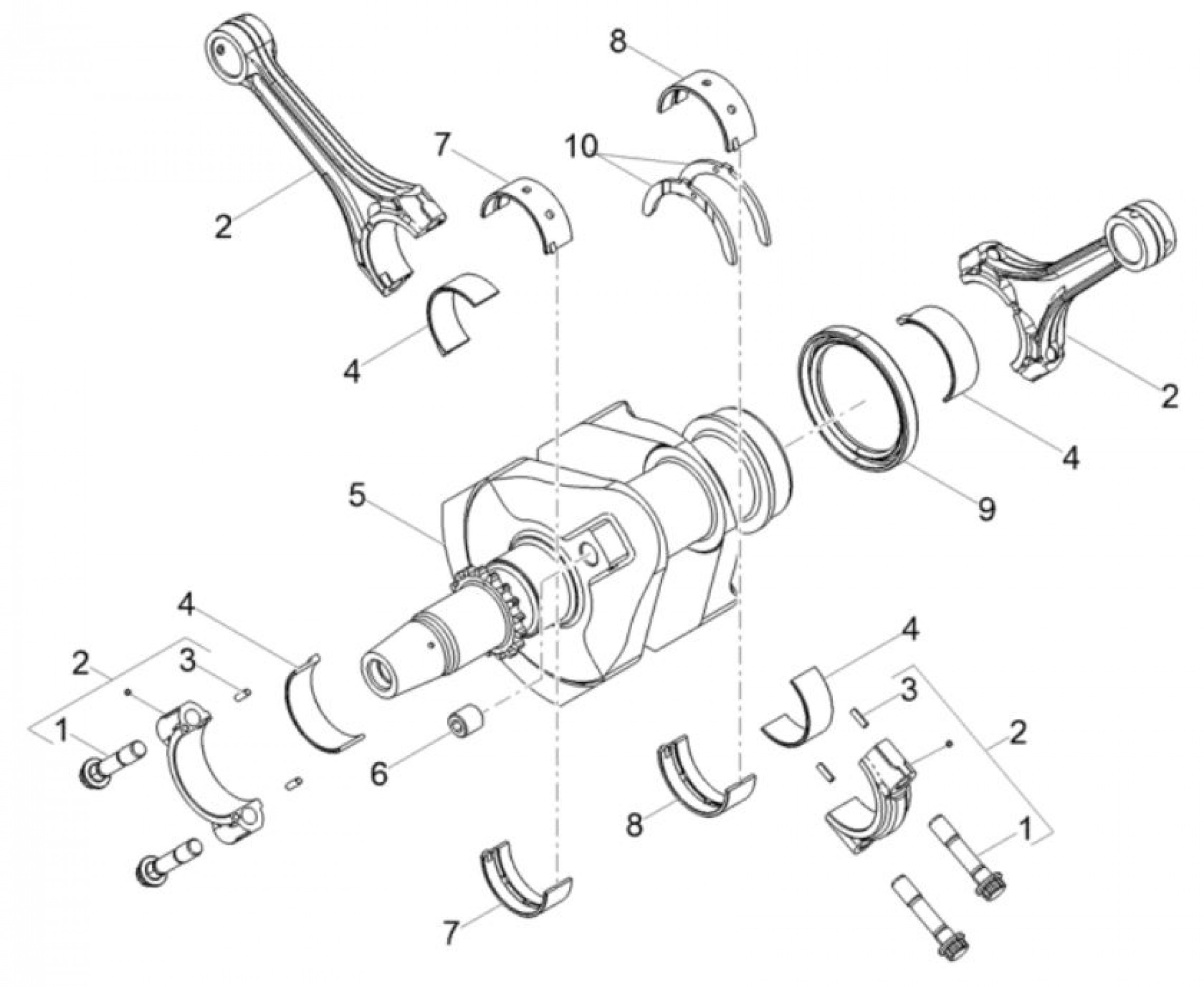 Explosionszeichnung Moto Guzzi V85 TT / V85 TT Travel Kurbelwelle