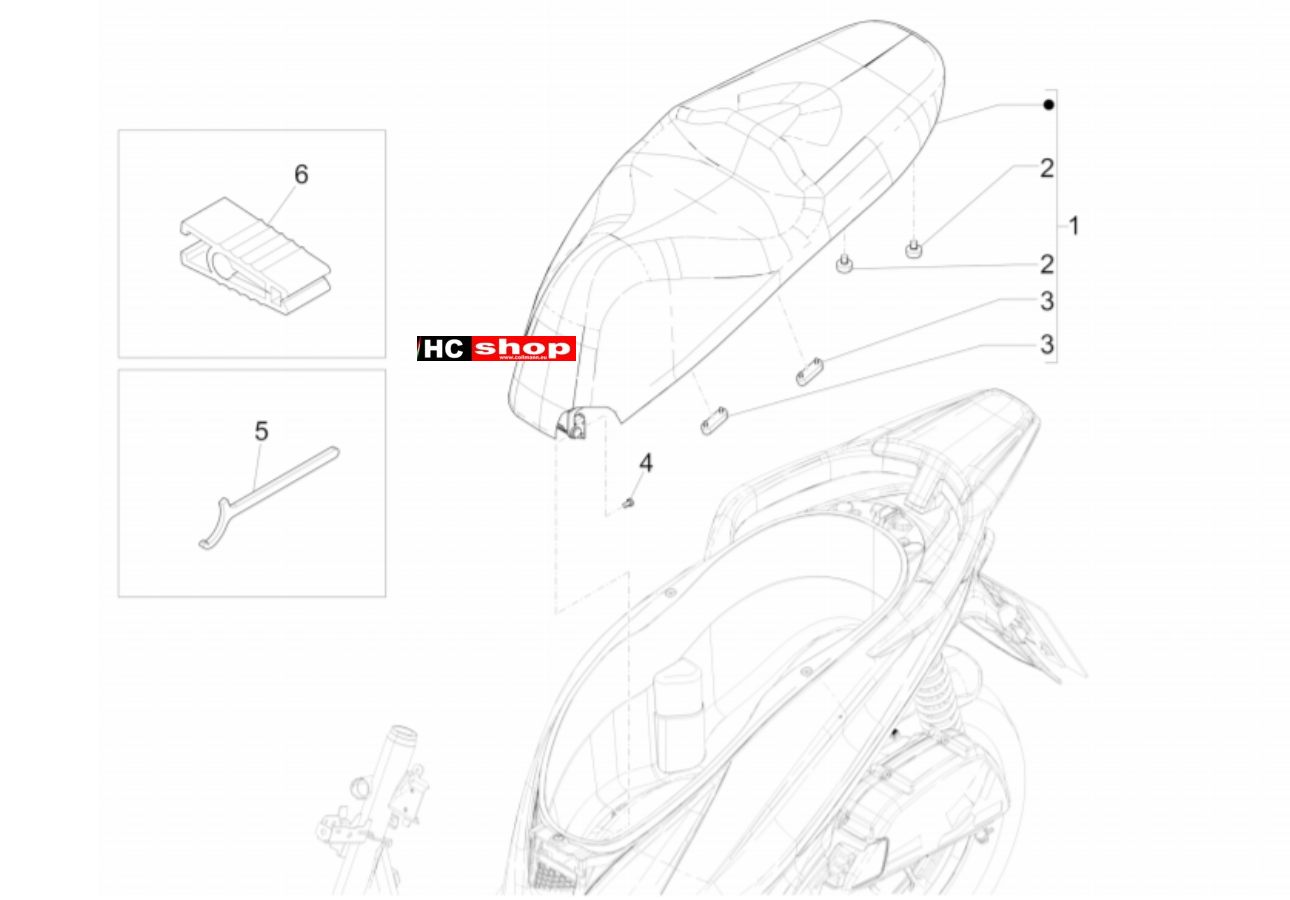 Piaggio Medley 125 4T IE ABS E4 Fahrgestell Sitzbank