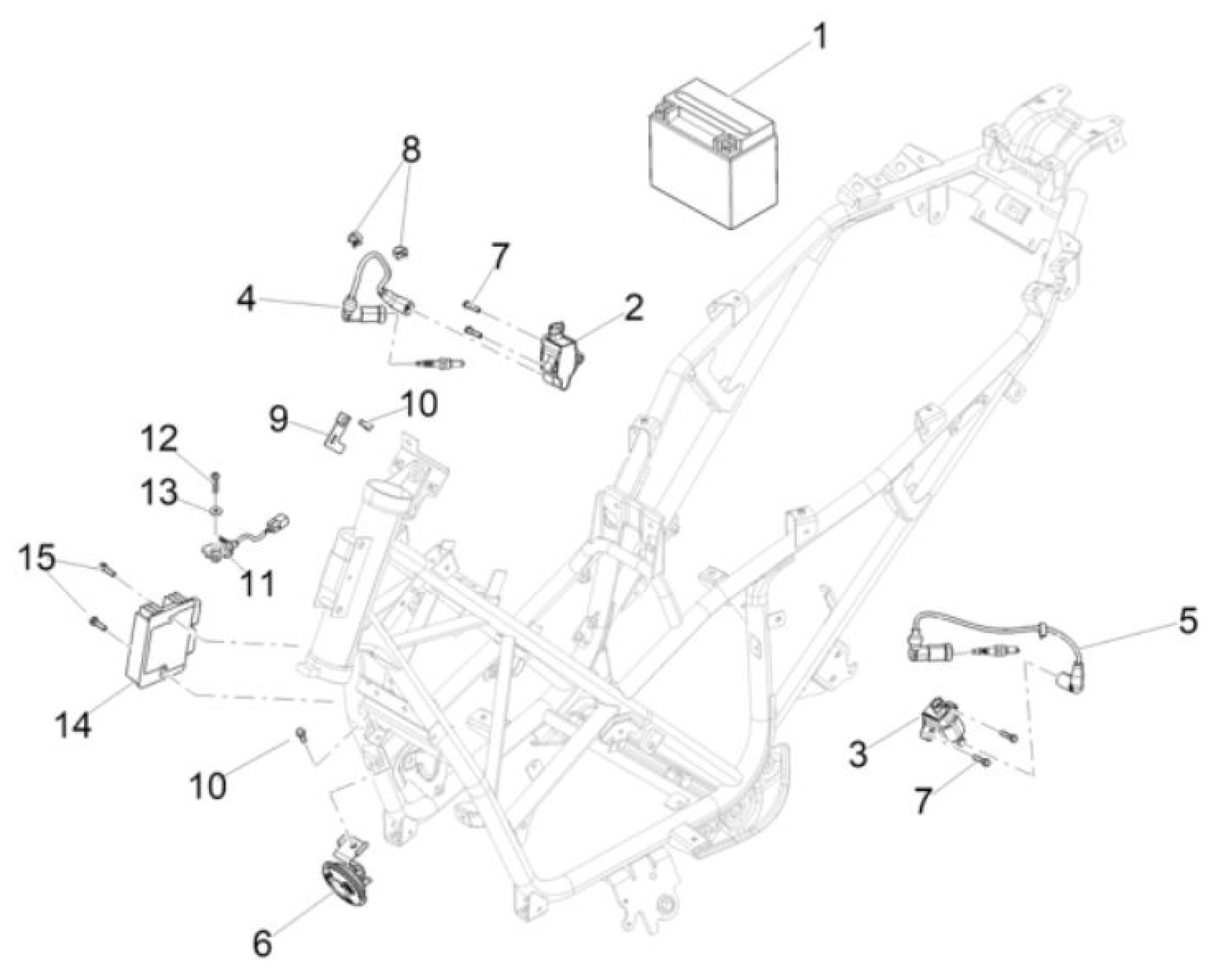 Explosionszeichnung Aprilia SR GT 400 E5+ Batterie