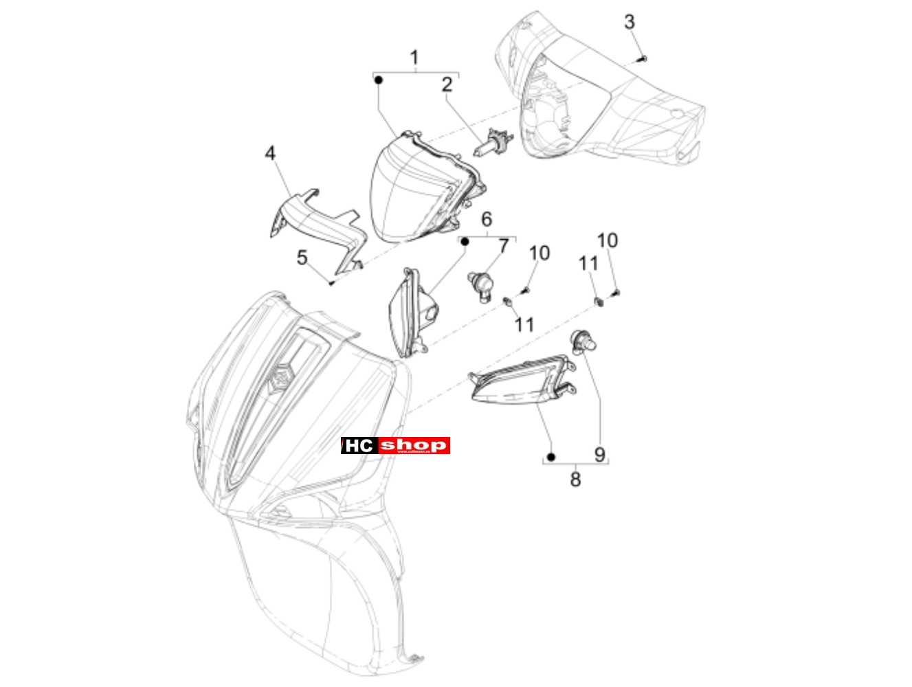 Piaggio Liberty iGet 125 4T 3V - Elektrische Anlage Vorderleuchten