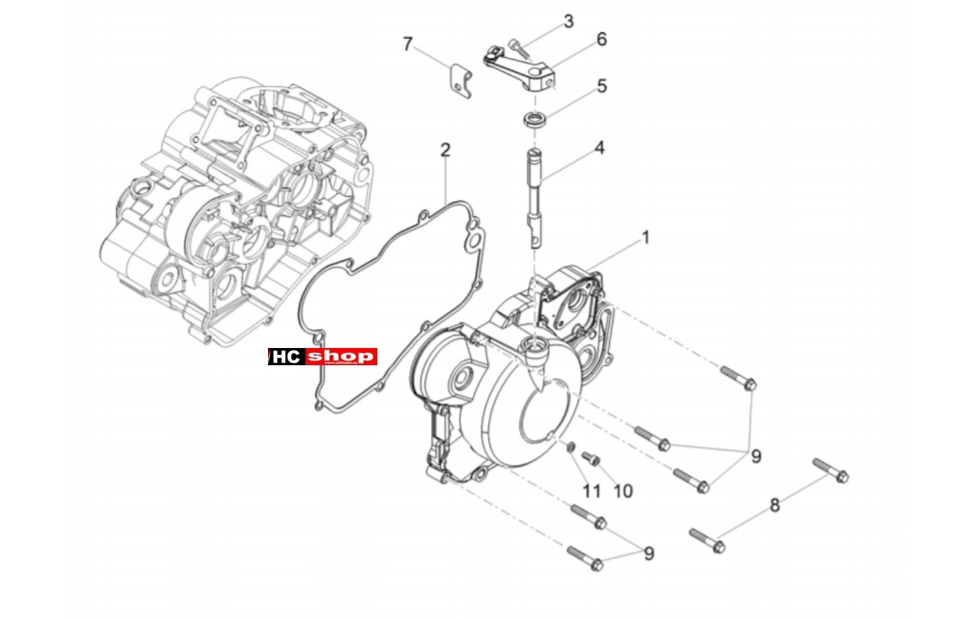 Aprilia RX 50 E4 - Motor Kupplungsdeckel