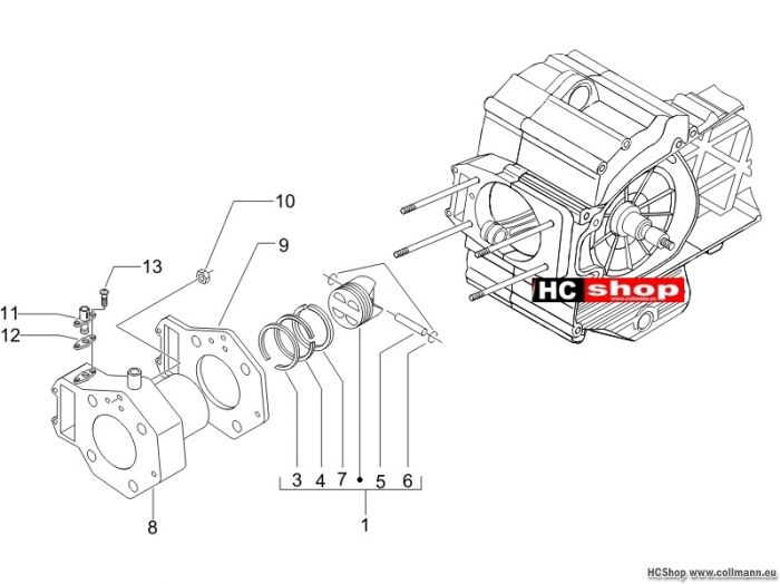 Piaggio Einheit Zylinder-Kolben-Kolbenbolzen X8 400