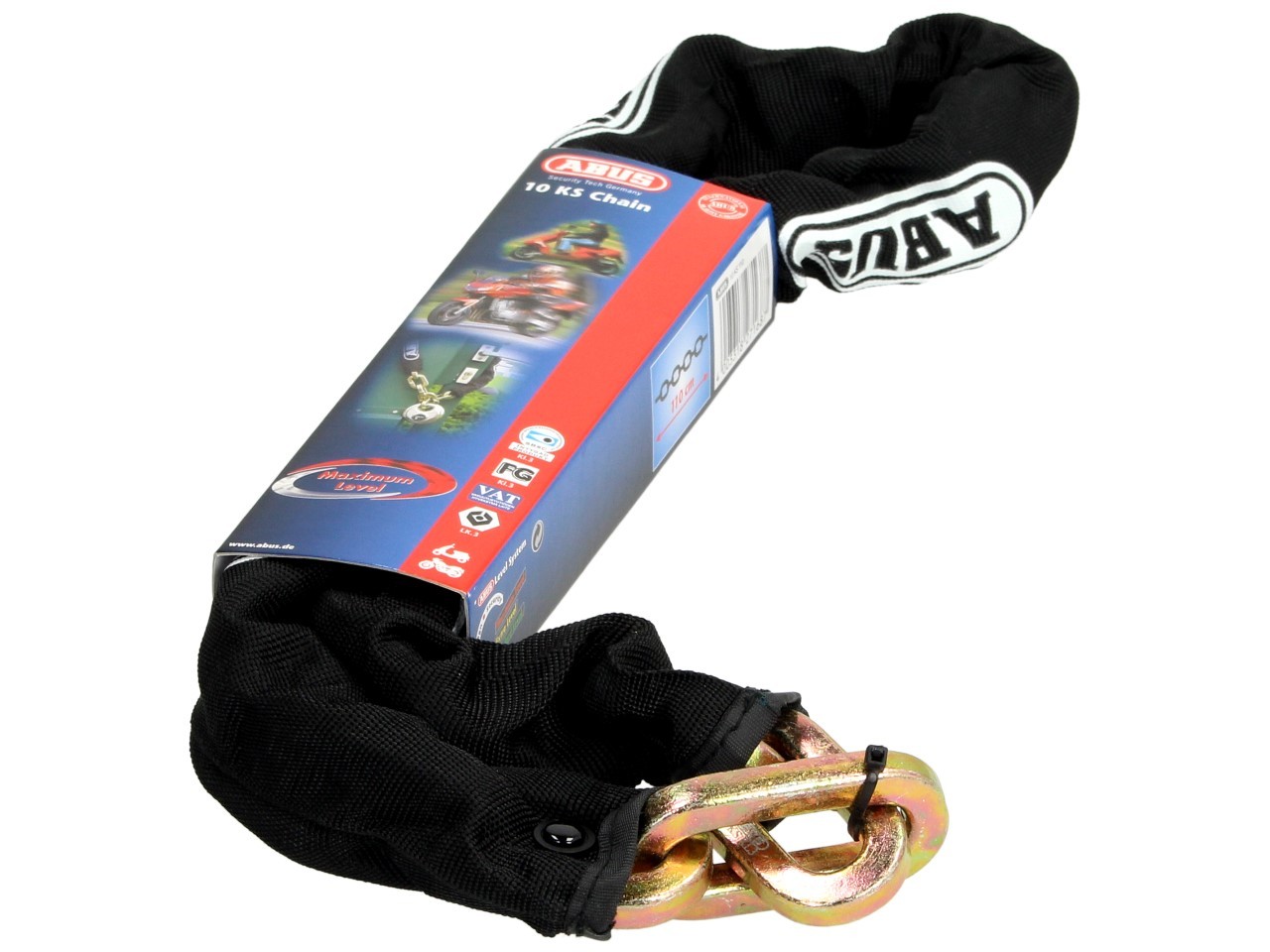 ABUS Sicherungskette 10 mm, schwarz, mit Textilschlauch – 1,10m