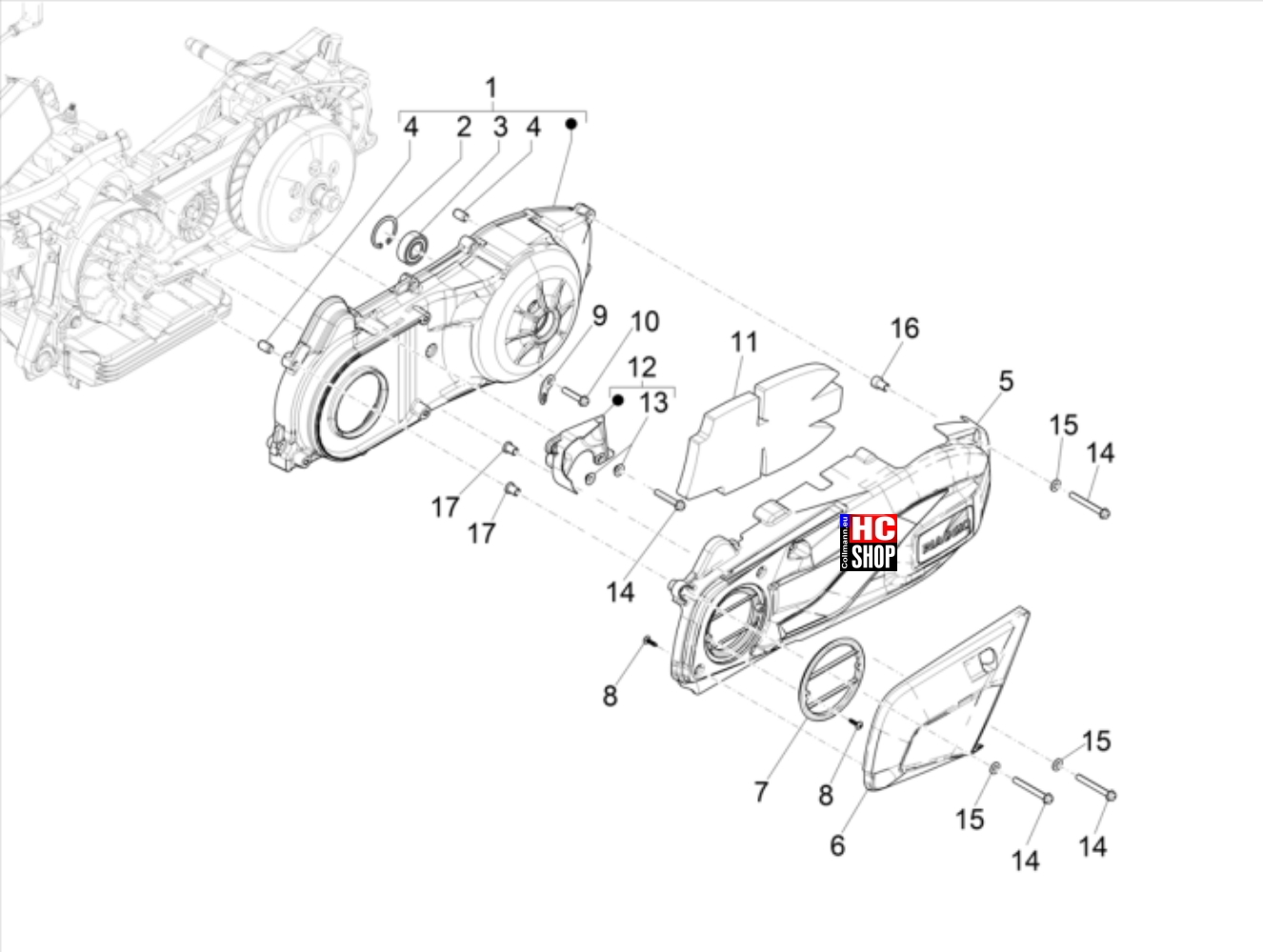Beverly 300 HPE E5 - Motor - Kurbelwellendeckel