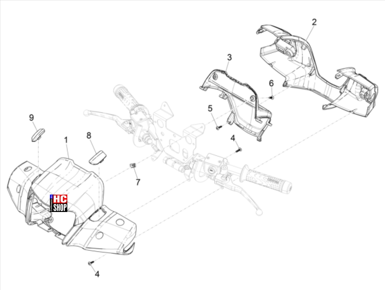 Piaggio Medley 125 E5 Lenkung Lenker Deckungen