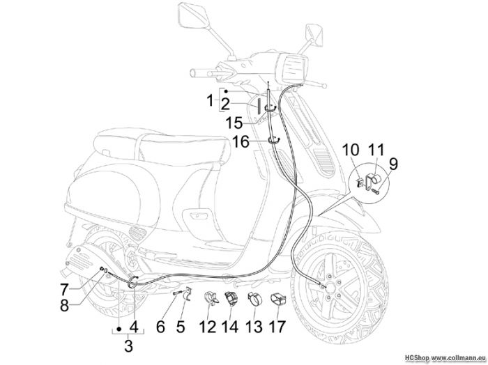 Vespa Bowdenzügen S125 4T