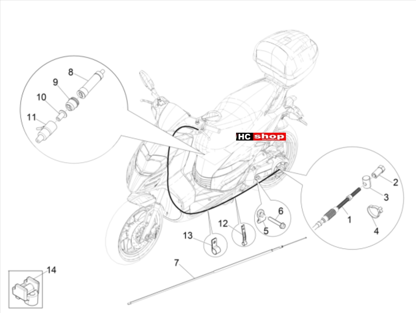 Piaggio TPH 50 2T E4 - Bremsanlage Bowdenzüge