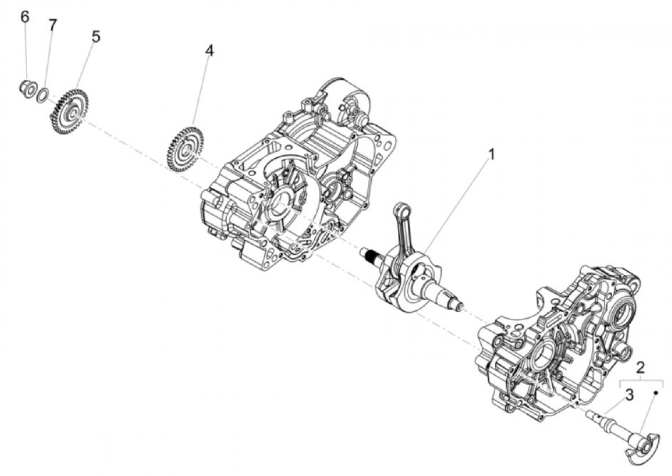 Explosionszeichnung Aprilia RX 125 E5 / SX 125 E5 / SX/RX 125 Kurbelwelle