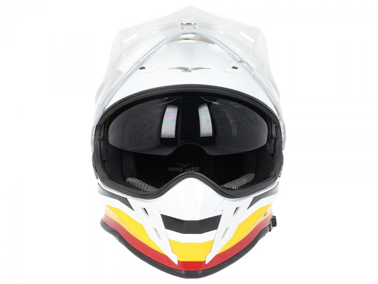 Moto Guzzi Integralhelm Adventure Touring V85, silber-gelb-rot, ECE 22.05