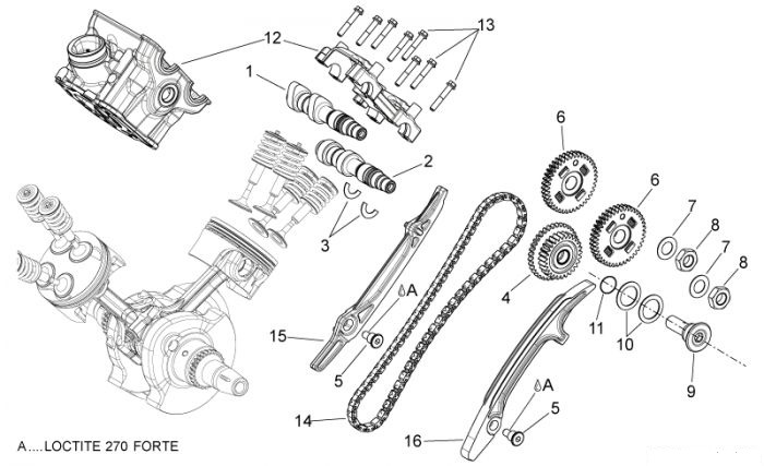Aprilia Hint. Zylindersteuer Shiver GT 750