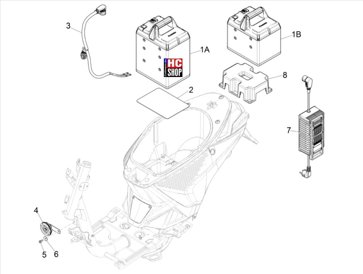 Piaggio 1 Moped Elektrische Anlage Fernschalter - Batterie - Hupe