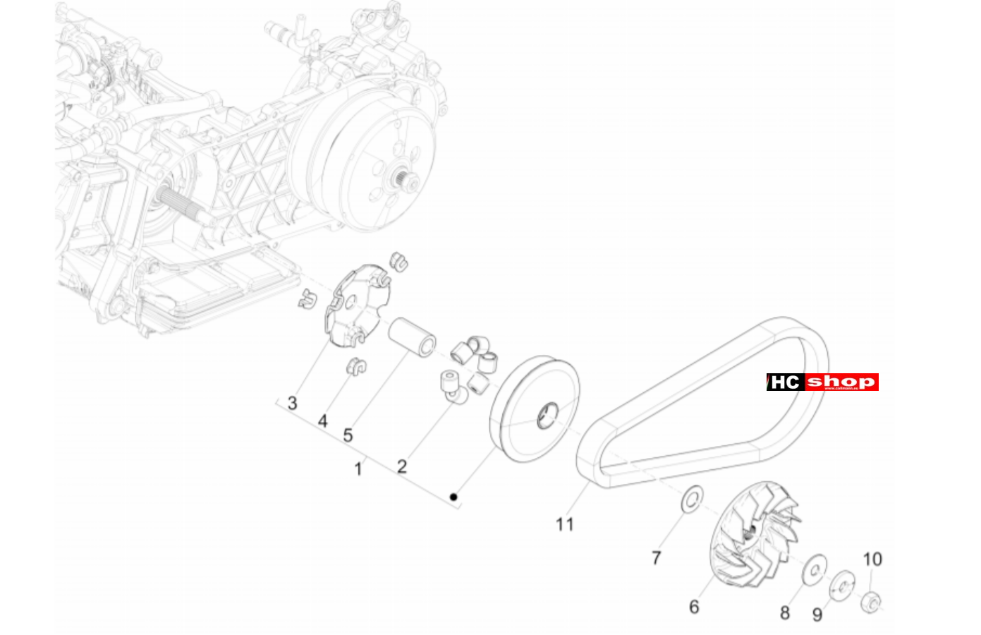Piaggio Medley 125 4T IE ABS E4 Motor Antriebsriemenscheibe