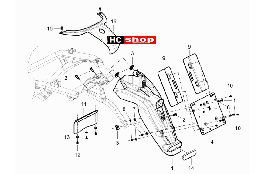 Piaggio Beverly 300 ABS Fahrgestell Hinterabdeckung - Kotflügellappen