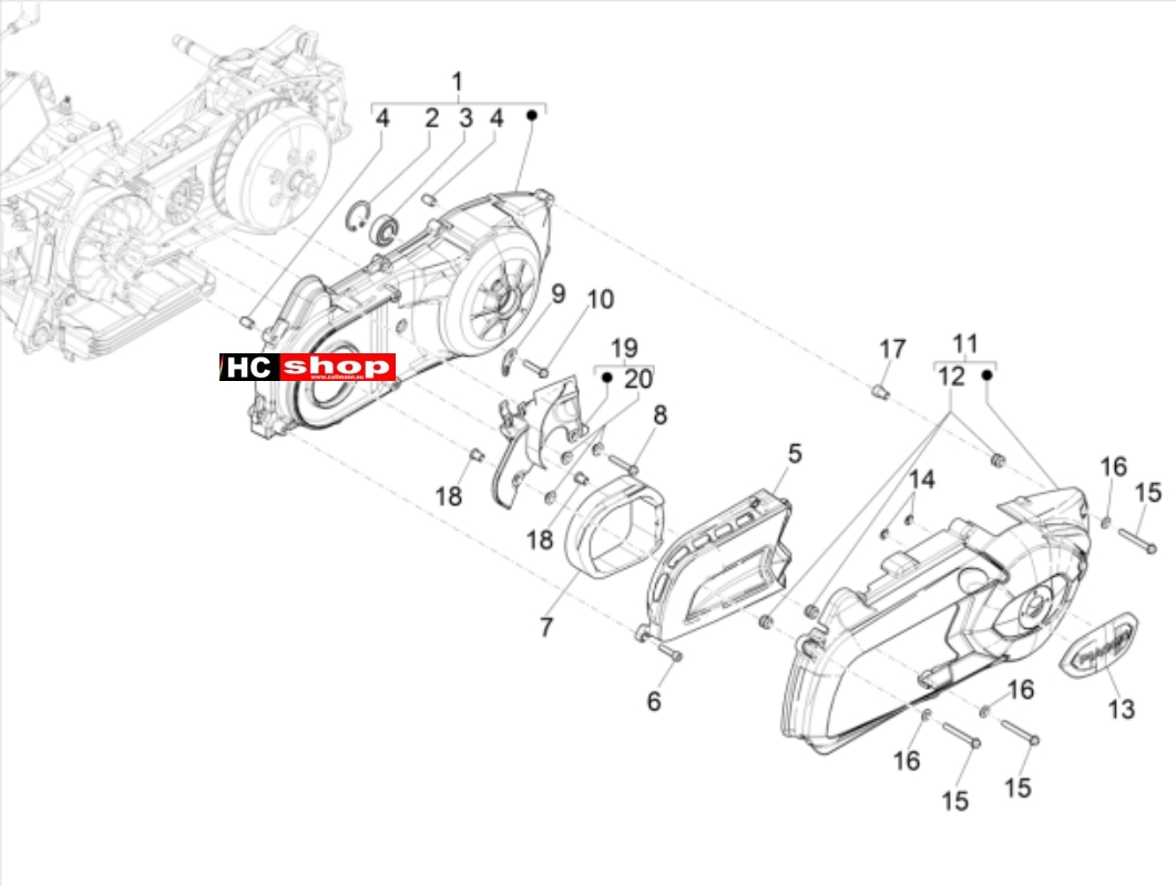 PIAGGIO MP3 300 HPE - 300 HPE SPORT Motor Kurbelwelledeckel - Kühlung Kurbelgehäuse