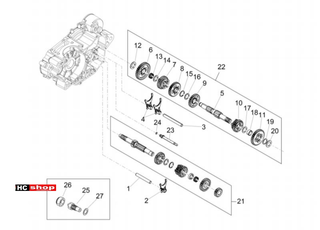 Aprilia RX 125 ABS Motor Schaltgetriebe Zahnräder