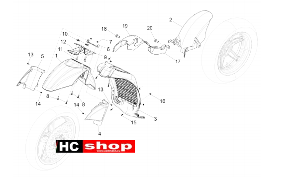 Piaggio Beverly 350 E4 Sport Touring Fahrgestell Radgehäuse - Radkotflügel
