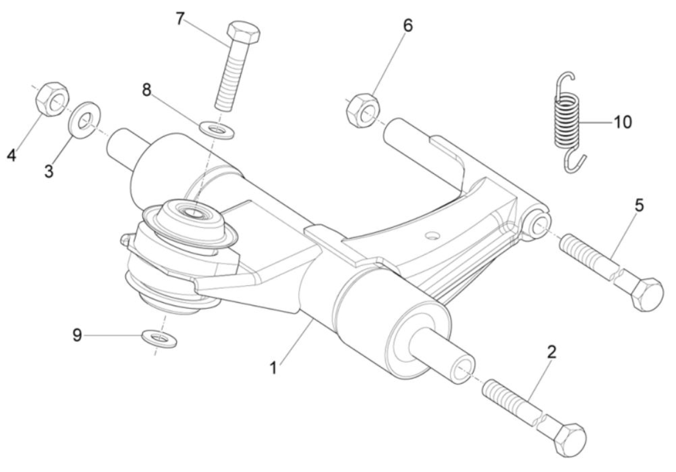 Explosionszeichnung Vespa SXL 150 / VX 150 / VXL 150 Schwingarm