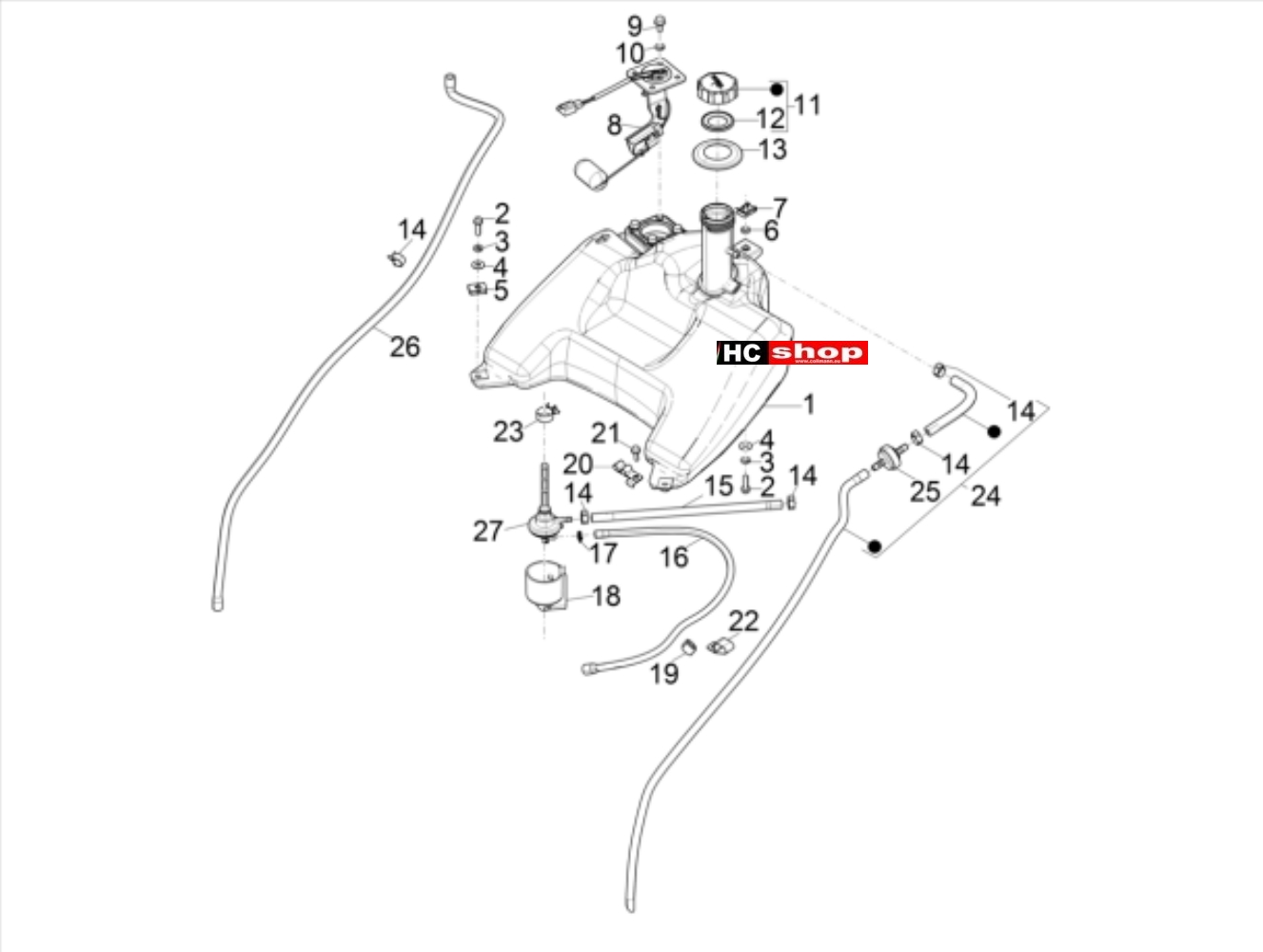 Piaggio TPH 50 2T E4 - Fahrgestell Benzintank
