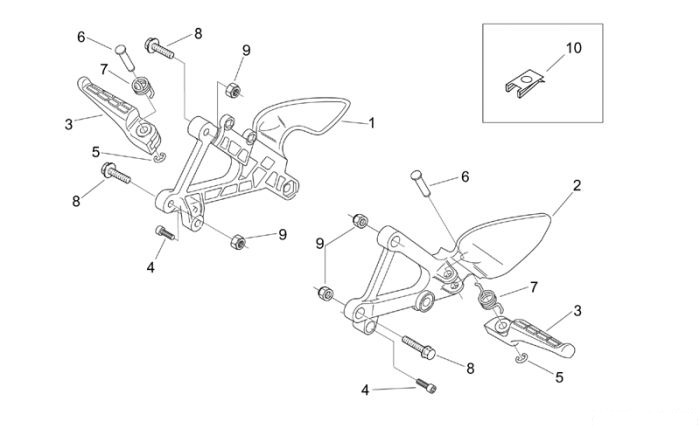 Aprilia Fußrasten Fahrer Tuono 50