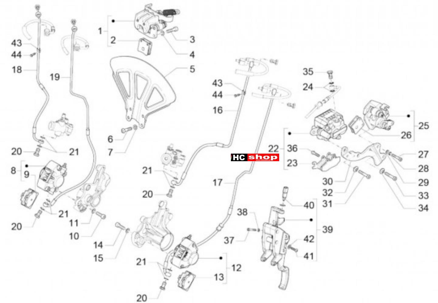 Piaggio MP3 500 Maxi Sport Business ABS - Bremsschläuche - Bremszangen ABS