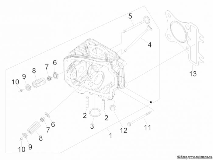 Vespa Einheit Kopf - Ventile S 125 4T