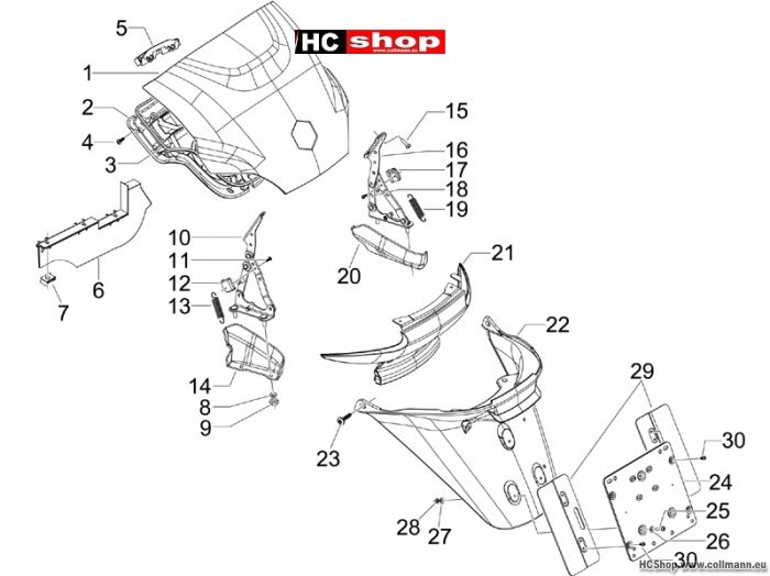 Piaggio Hinterabdeckung - Kotflügellappen MP3 400 Sport