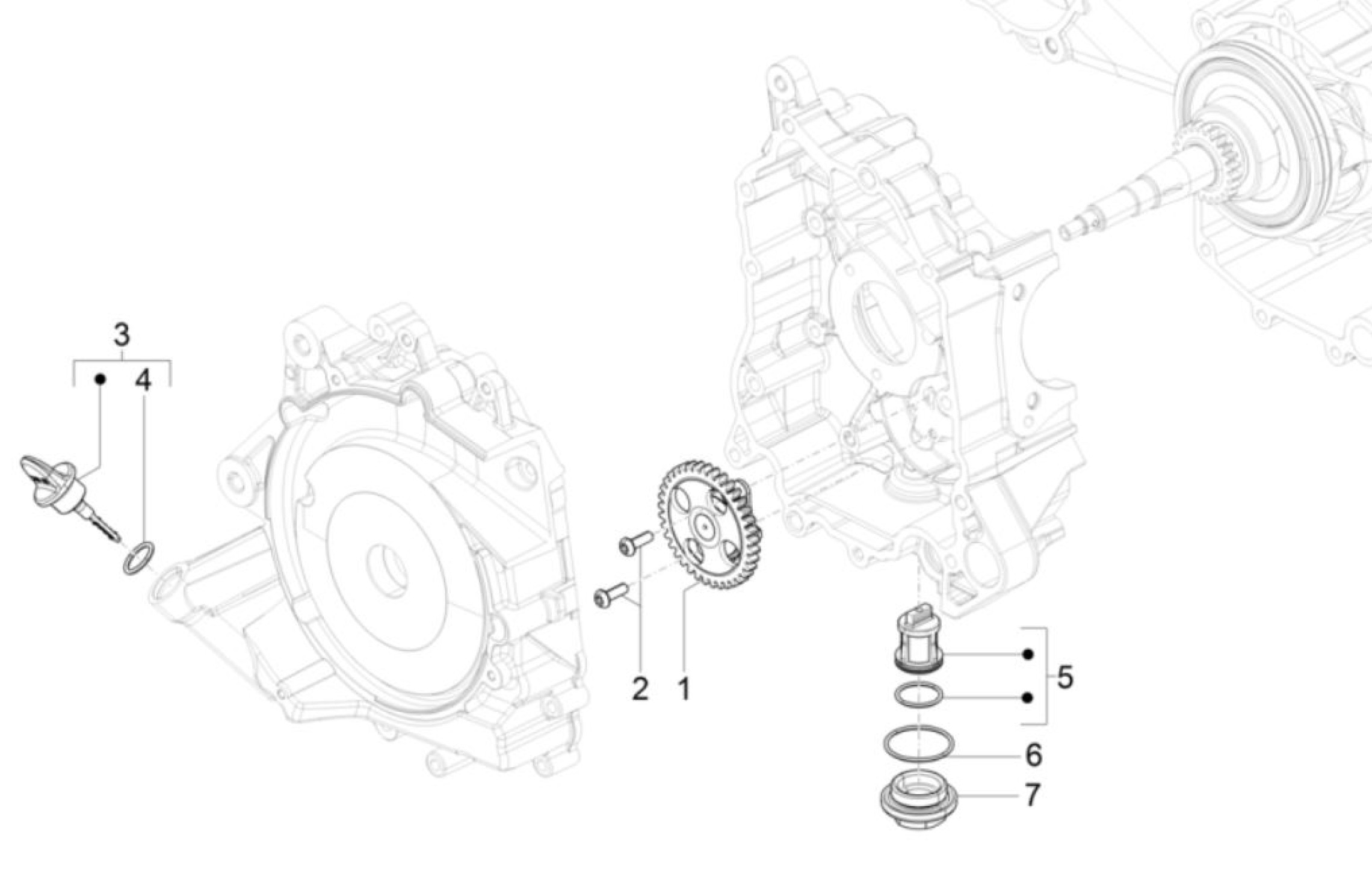 Explosionszeichnung Vespa SXL 150 / VX 150 / VXL 150 Ölpumpe