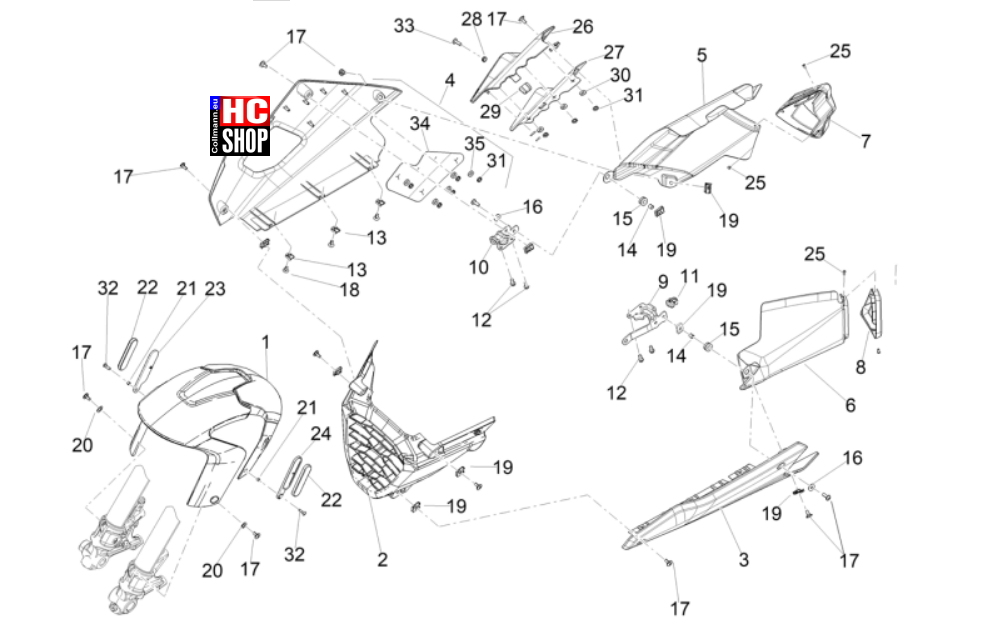 Aprilia RS 660 E5+ - Aufbau - Vorderes Schutzblech-Stütze