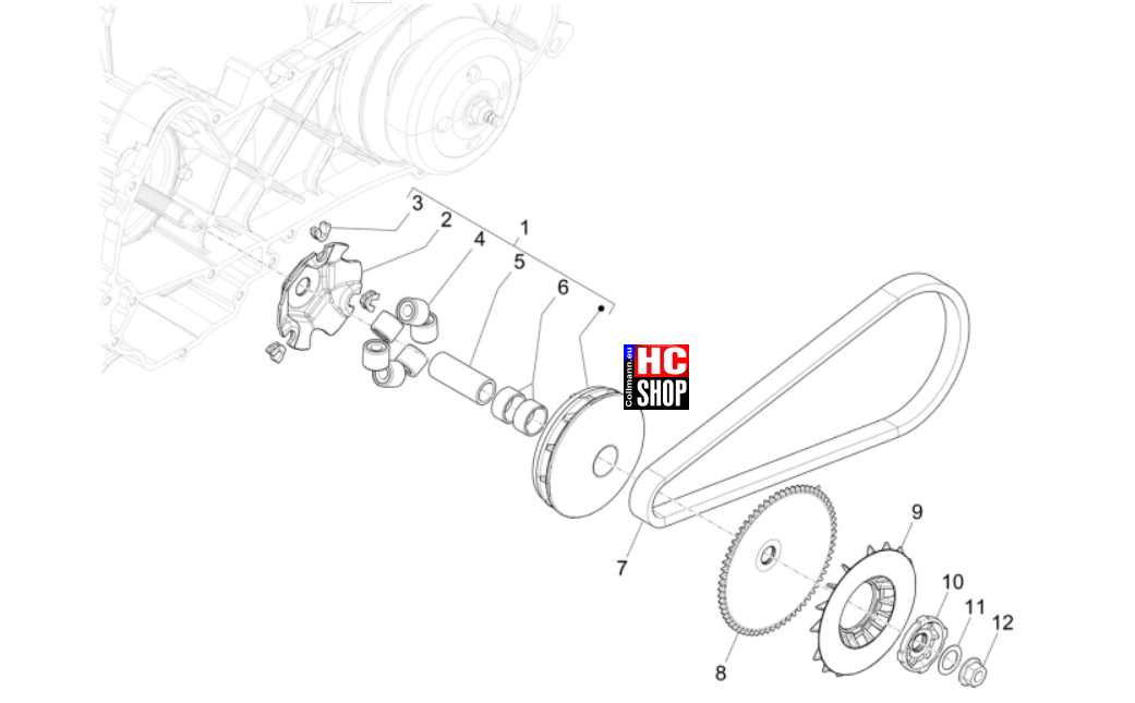 Vespa Primavera 50 TECH E5 - Motor - Antriebsriemenscheibe