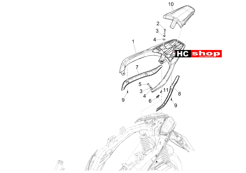 Piaggio Medley 125 iGet ABS Fahrgestell Hinterer Gepäckträger