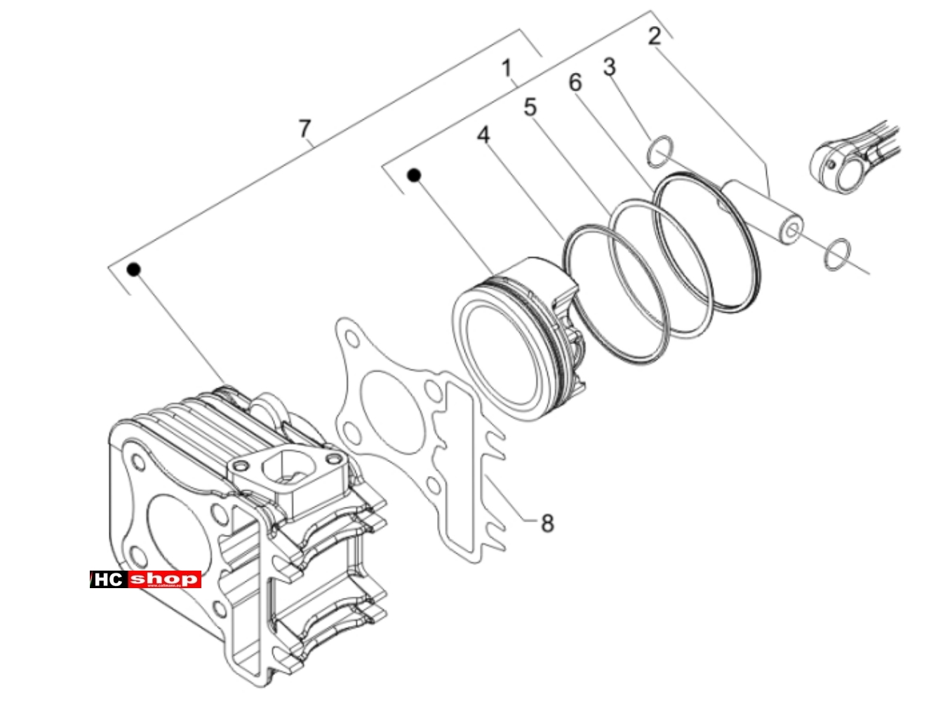 Piaggio Liberty 125 2V Motor Einheit Zylinder-Kolben-Kolbenbolzen