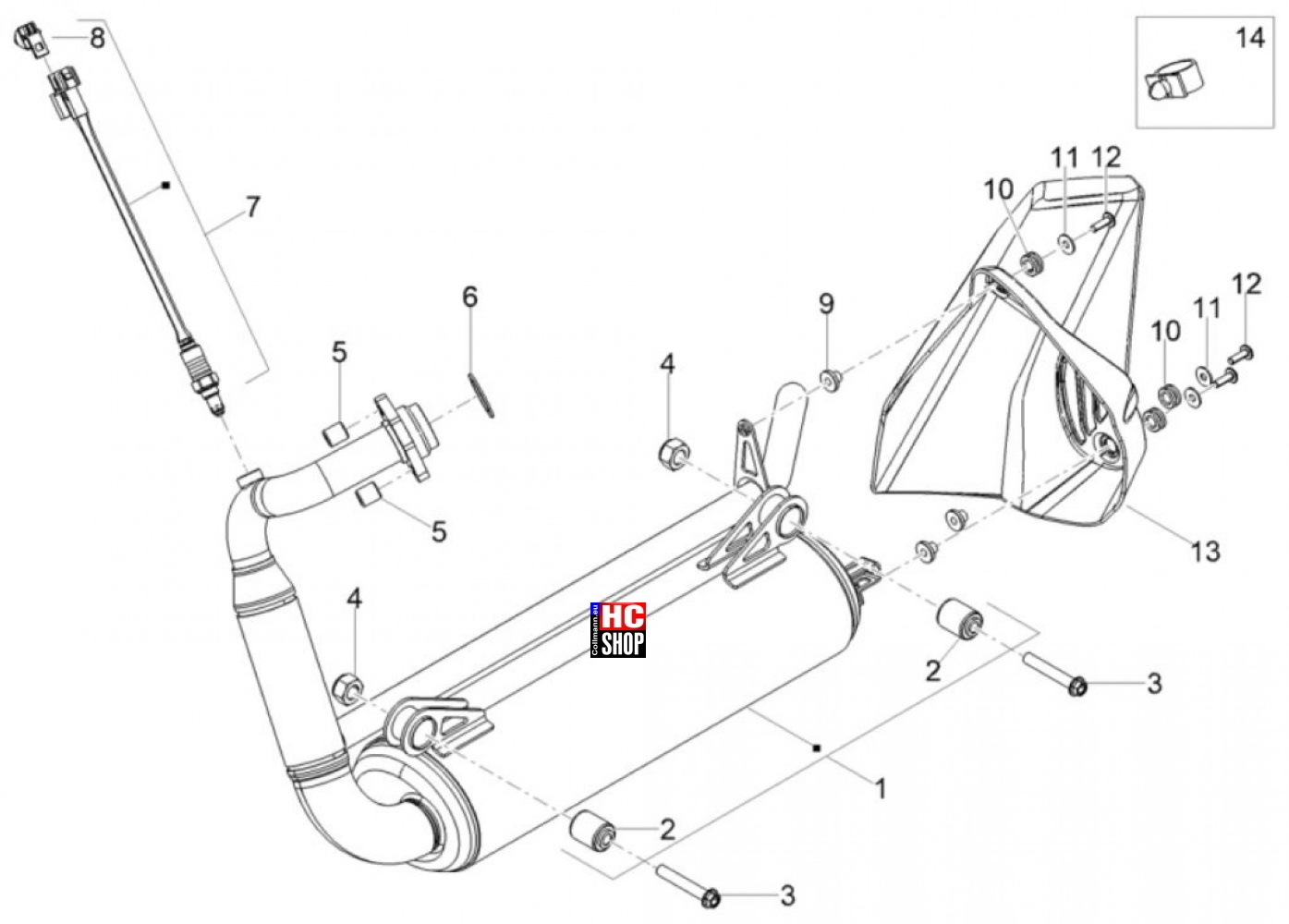 Aprilia Tuono 125 E5 Motor - Auspuffrohr