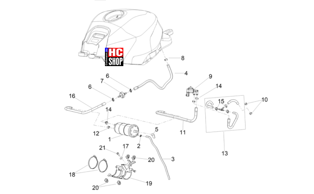 Aprilia RS 660 Factory E5+ - Tank - Benzindampfrückf.-Anlage