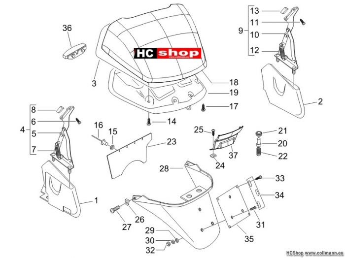 Piaggio Hinterabdeckung - Kotflügellappen X8 200