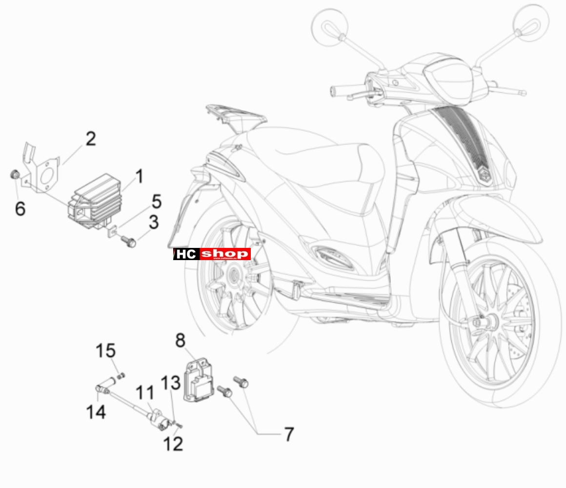 Piaggio Liberty 125 2V Elektrische Anlage Spannungsregler-Elektronisches Steuergerät Zündspule