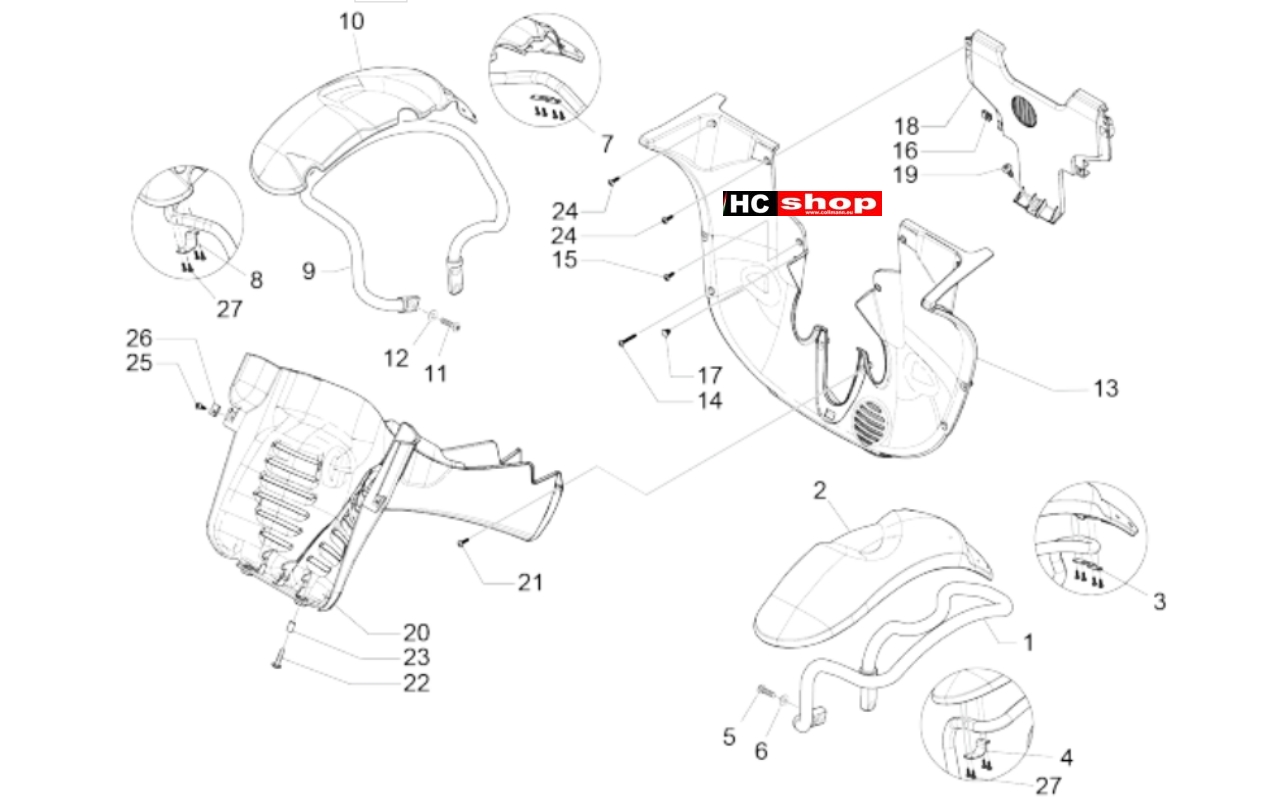 PIAGGIO MP3 500 MAXI SPORT BUSINESS Fahrgestell Karosserien Radgehäuse Radkotflügel
