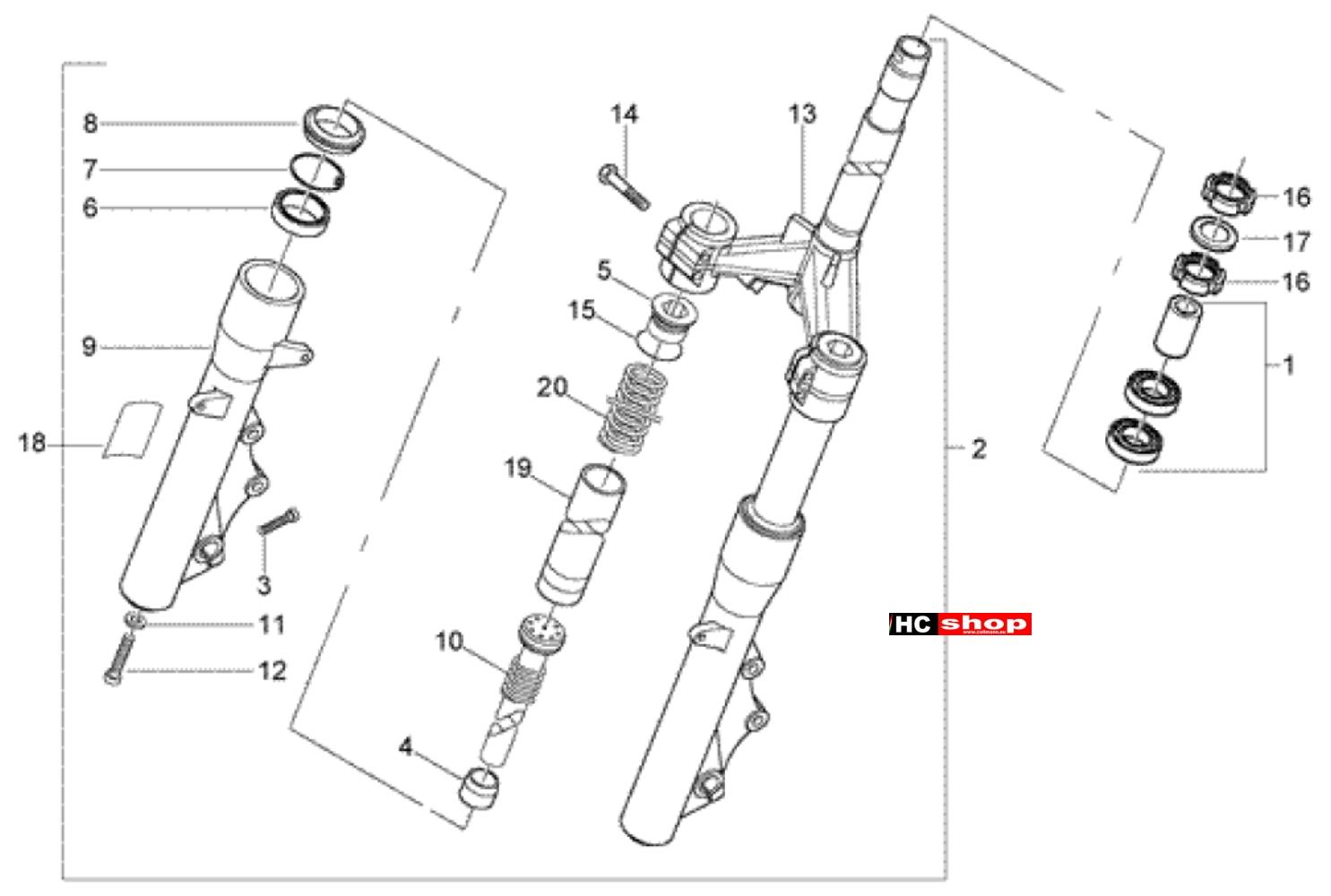 Piaggio Gabel/Lenkerleitung - Steuersatz X8 200