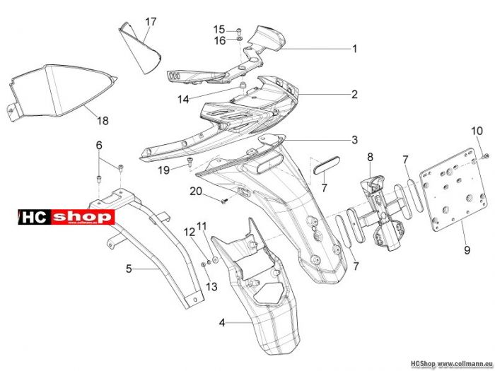Aprilia Motard 50 Hinterabdeckung - Kotflügellappen