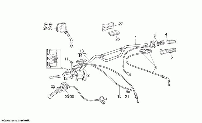 Moto Guzzi Lenkstange - Schaltungen Quota ES 1100