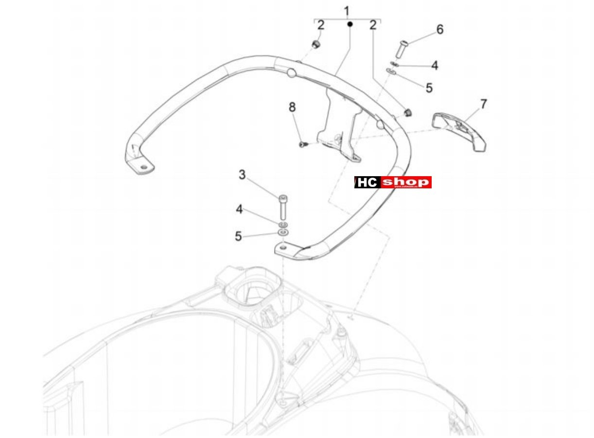 Vespa GTV 300 SEI GIORNI Fahrgestell Hinterer Gepäckträger