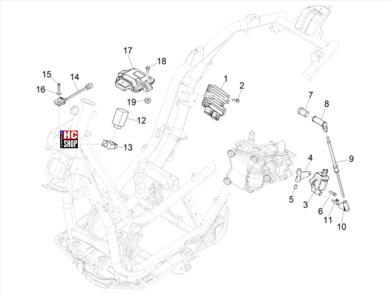 Piaggio Beverly 400 HPE E5 Elektrische Anlage Spannungsregler - Elektronisches Steuergerät - Zündspu