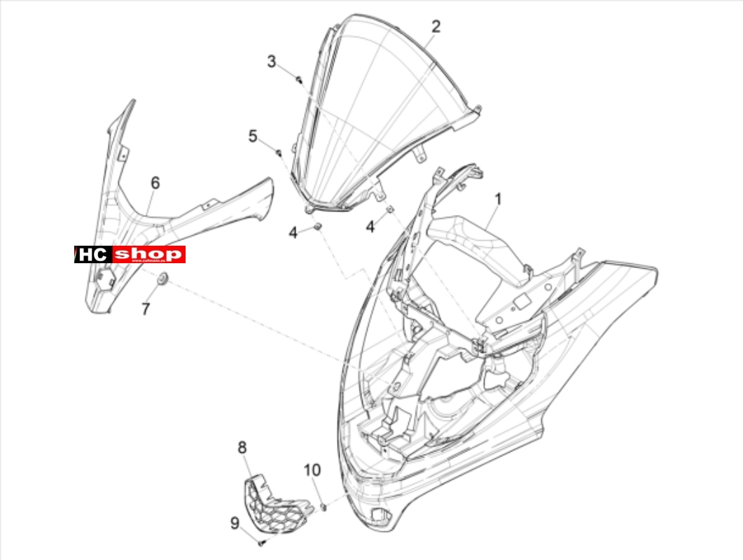 PIAGGIO MP3 300 HPE - 300 HPE SPORT Fahrgestell Frontschild