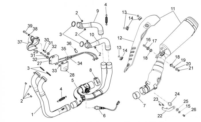 Aprilia Auspuffanlage Tuono 1000 V4 R STD/APRC