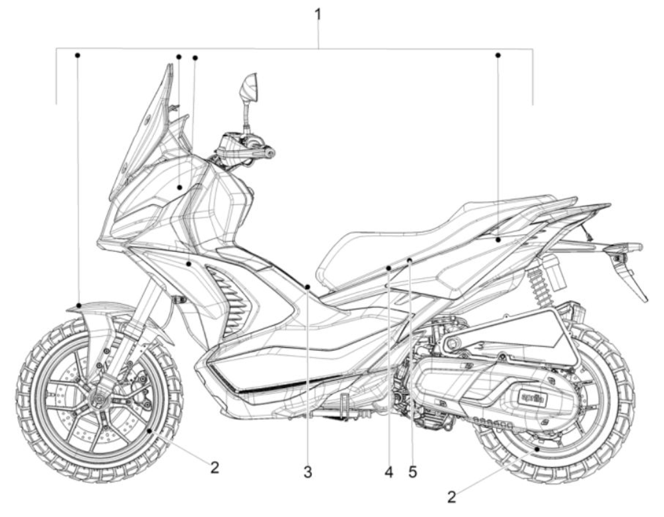 Explosionszeichnung Aprilia SR GT 400 E5+ Dekore (Var. 2)