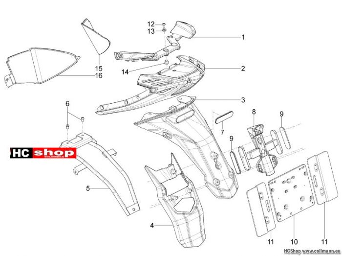 Aprilia Motard 125 Hinterabdeckung - Kotflügellappen